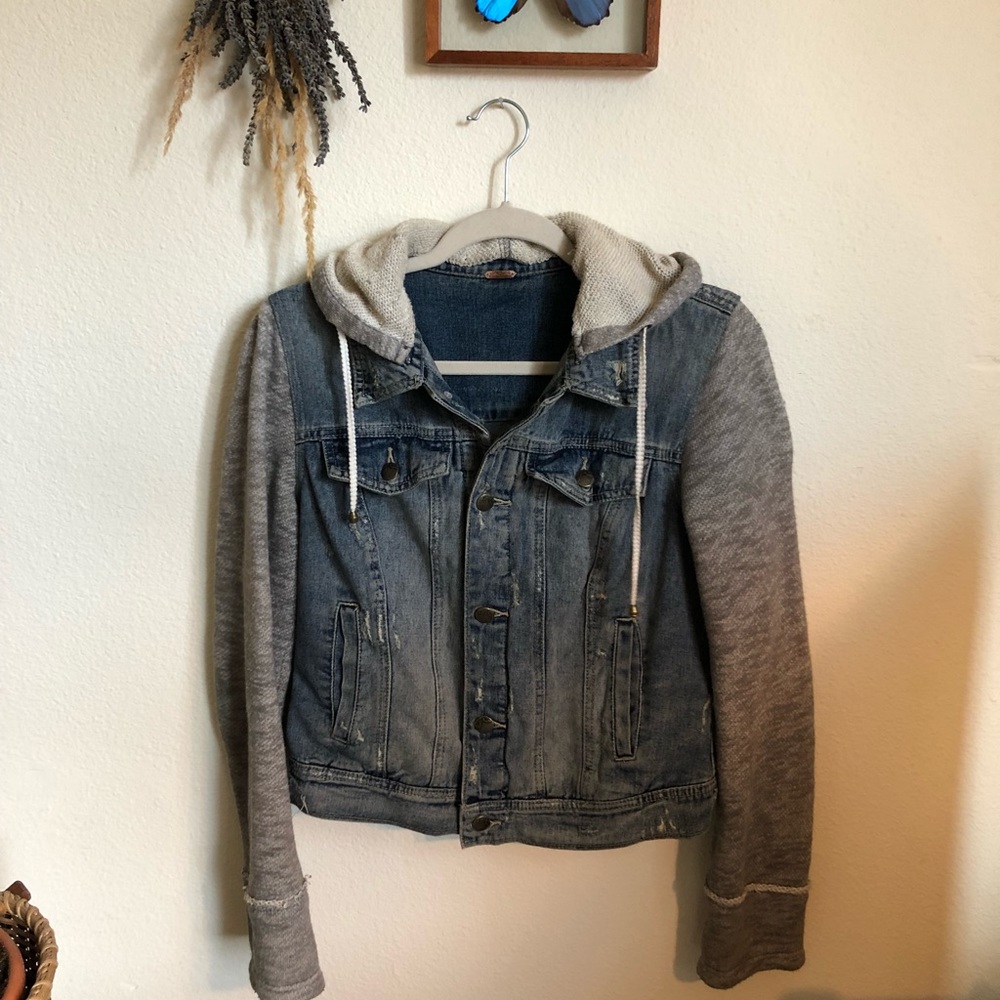 Free people hooded denim jacket